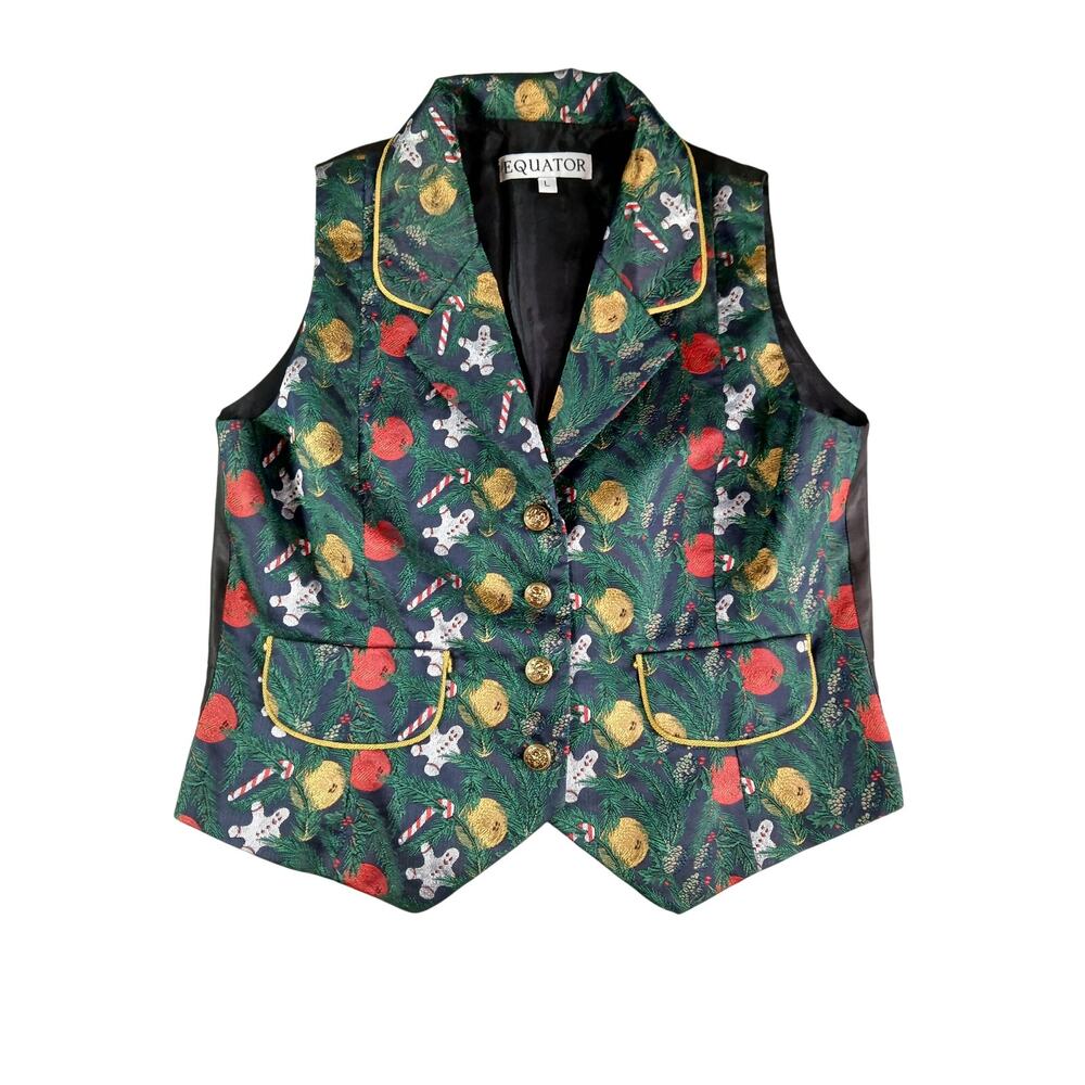 Vintage Equator Vest Adult Large Christmas Tree Holiday Ornament Tie Back
